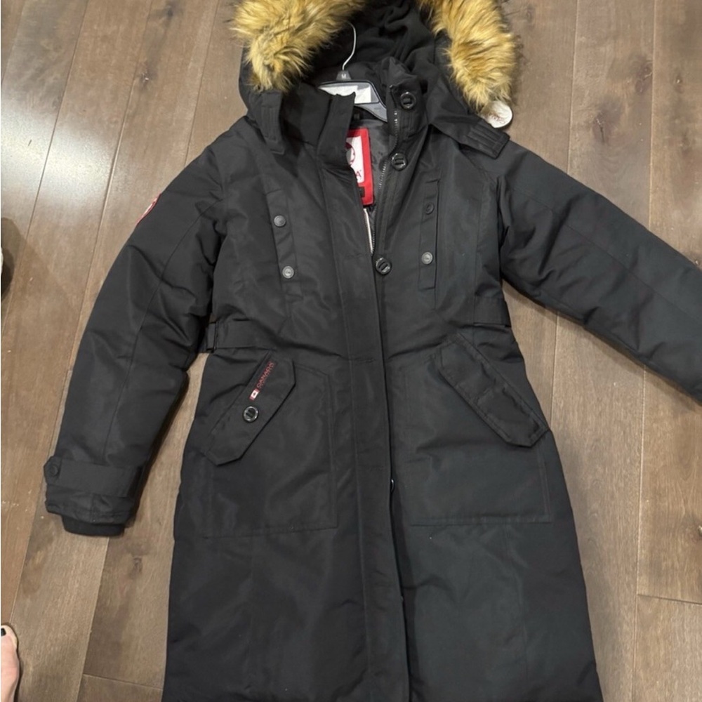 Black Parka with Faux Fur Hood